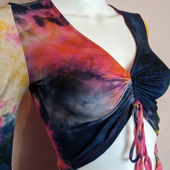 Fashion Nova Leave Me To It Tie Dye Multicolor Mini Skirt Set size Small - Picture 2 of 6